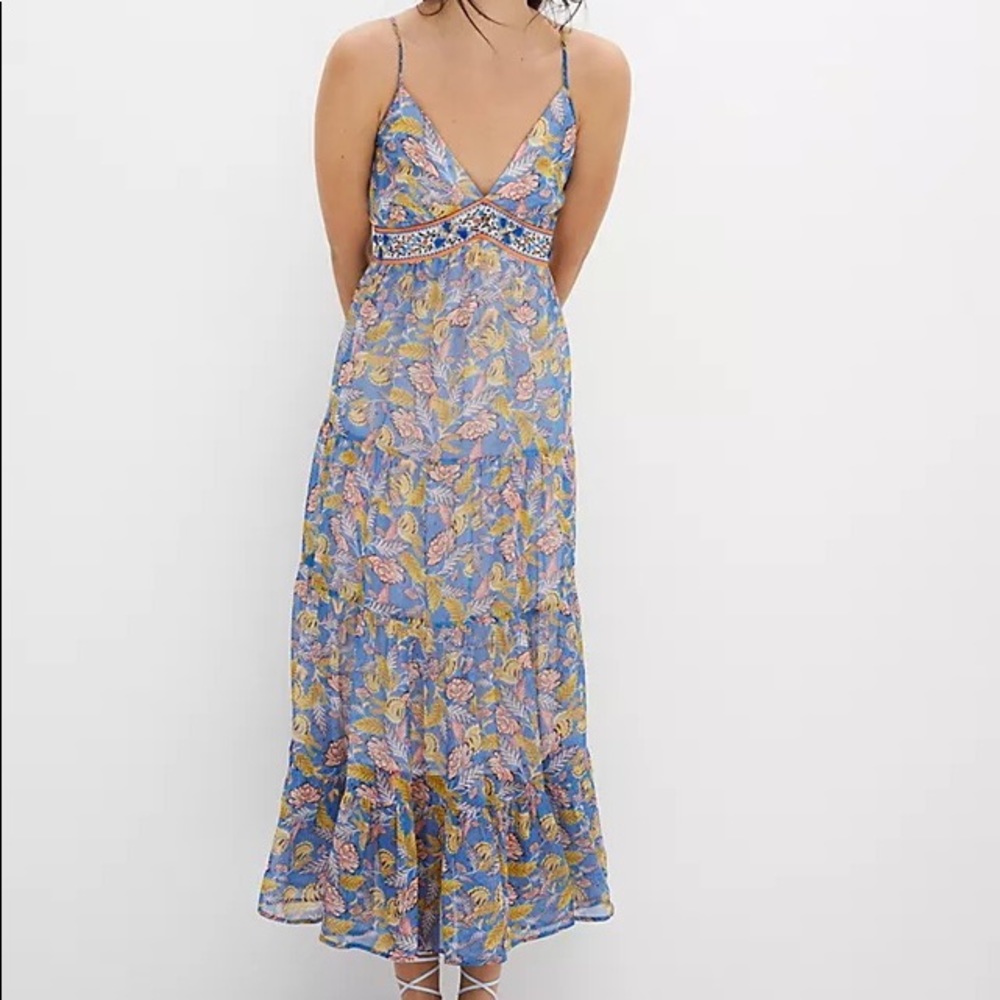 Blue Tiered Maxi Dress - Verb by Pallavi Singhee from Anthropologie - Size 4